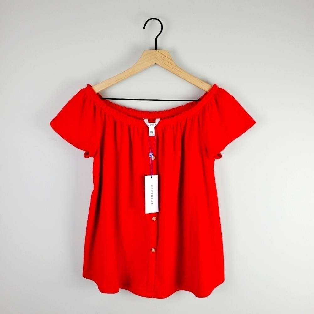 Popsugar red blouse xs bnwt